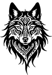 Fototapeta premium wolf head tribal vector silhouette sticker tattoo 