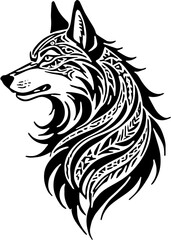 Obraz premium wolf head tribal vector silhouette sticker tattoo 