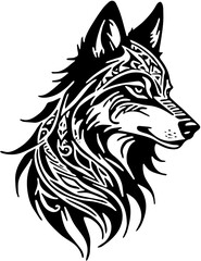Fototapeta premium wolf head tribal vector silhouette sticker tattoo 