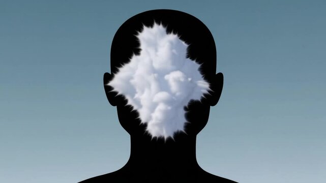  T&ecirc;te noire avec nuage en guise de visage
