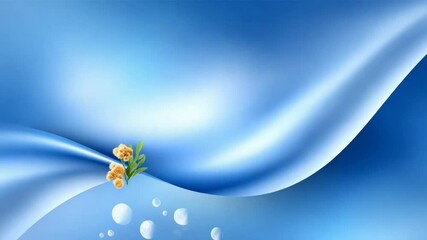 Abstract Blue Swirls: An elegant abstract design of fluid blue gradients, highlighted by a delicate floral accent, conveys a sense of calm serenity.