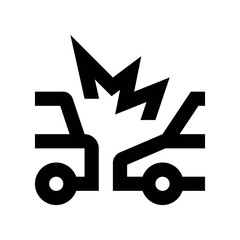 Illustration of car crash accident icon representing vehicle collision and damage insurance claim for road safety and repair vector