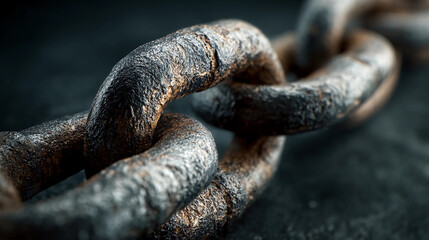 Strong metal chain looped together, secure industrial texture