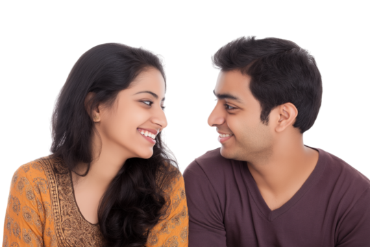 loving couple sharing moment of tenderness isolated on white background - Powered by Adobe