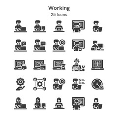 25 icons collection about working