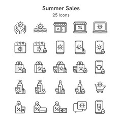 25 icons collection about summer sales