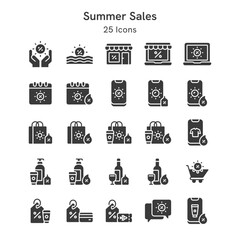 25 icons collection about summer sales