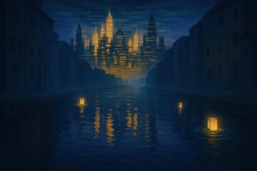 Fototapeta premium Lucid Reflection in the Parallel Canal