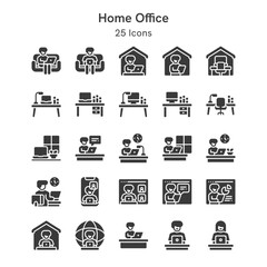 25 icons collection about home office
