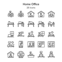 25 icons collection about home office