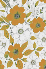 All Over Botanical Pattern with Soft Color Harmony