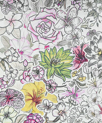 All Over Botanical Pattern with Soft Color Harmony