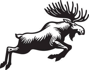 Moose Vector In Black and White