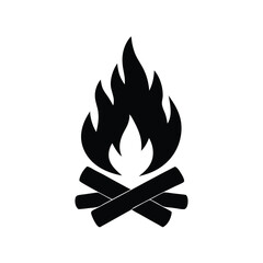 Classic campfire flame vector for nature outdoor and wilderness art designs Silhouette