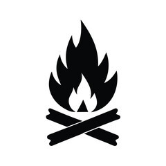 Burning campfire vector for outdoor adventure and camping themes Silhouette