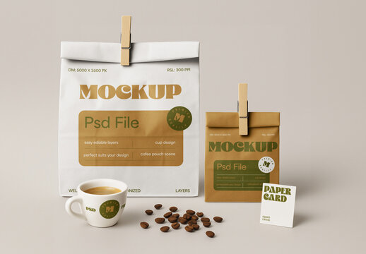 Small and Big Pouch Packaging Mockup for Design and Branding Projects