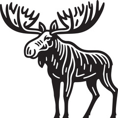 Moose Vector In Black and White