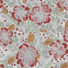 Nature Inspired Flower and Leaf Repeat Design Art