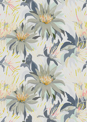 Nature Inspired Flower and Leaf Repeat Design Art