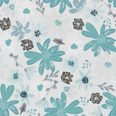 Nature Inspired Flower and Leaf Repeat Design Art