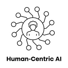 AI with Human Values Icon, Responsible AI Experience Vector
