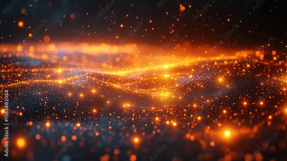 Poster abstract digital waves of glowing particles background abstract particles waves digital background