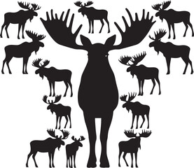 Moose Vector In Black and White