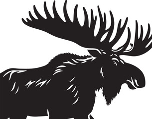 Moose Vector In Black and White