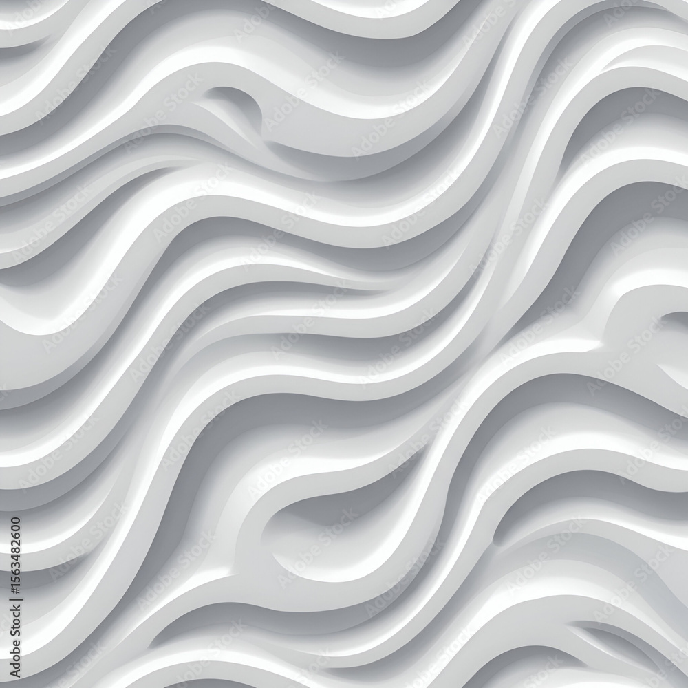 Poster abstract wavy pattern with light gray and white tones. seamless repeating design with 3d effect. geo