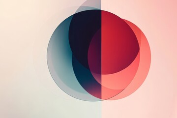 Fototapeta premium Abstract design with overlapping circles in bold red, blue, and teal colors on a gradient background