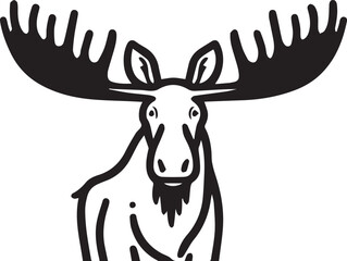 Moose Vector In Black and White