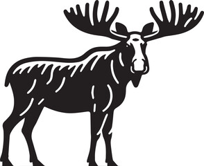Moose Vector In Black and White
