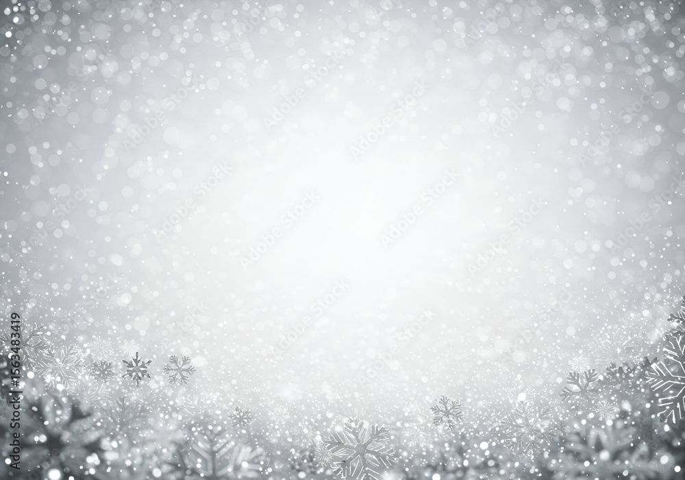 Poster abstract winter scene with snowflakes and bokeh. a soft, muted background with snowflakes, ideal for