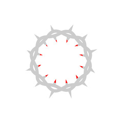 Crown of Thorns Icon. Christian Religious Symbol of Jesus Christ’s Crucifixion, Passion, and Sacrifice. Line Art Black Outline Isolated on White Background. Holy Week and Easter Graphic
