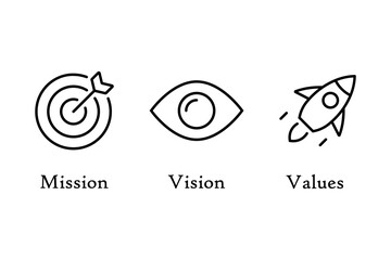 Mission vision values icon design.Organization mission vision values icon design vector. vector illustration isolated on white background.