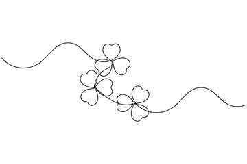 Obraz premium Continuous line shamrock vector with clover shape outline suitable for modern decoration