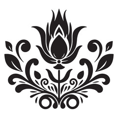 Elegant fleur de lis vector pattern with ornate floral scroll decoration and vintage black silhouette elements © MdTanvir
