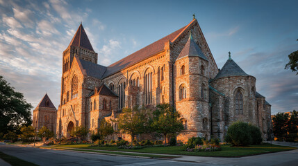 Fototapeta premium Large Cathedral with Stunning Stained Glass Windows