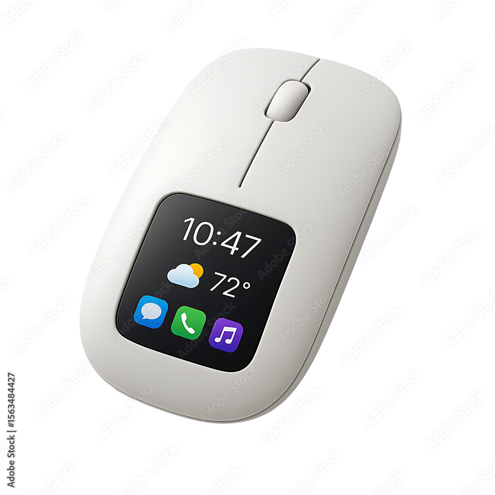 Fototapete modern computer mouse with smart display screen isolated on transparent background