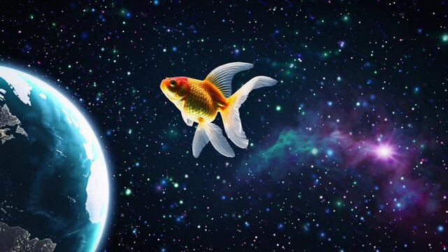 Poisson rouge flottant dans l&rsquo;espace