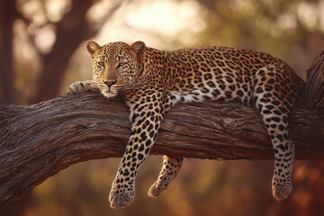 Leopard Resting on Tree Limb