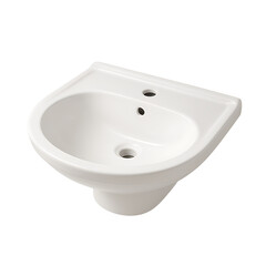 White ceramic wash basin isolated on transparent background