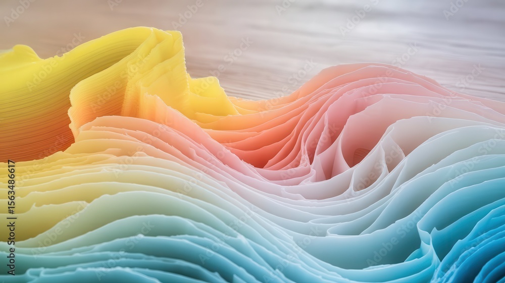 Poster abstract gradient layers surface, smooth waves and colorful transition