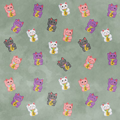 Cute Mankineko pattern Green Ver