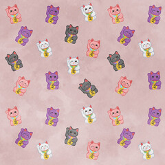 Cute Mankineko pattern Pink Ver