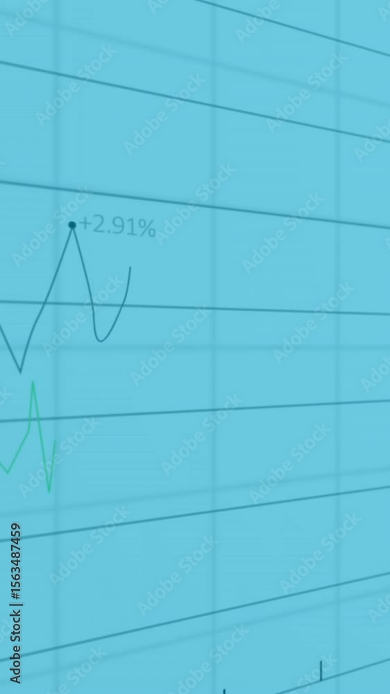 Poster Animation of multiple graphs with changing numbers and grid pattern over abstract background