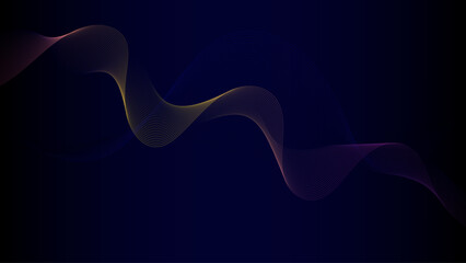 Smooth abstract wave pattern with purple and orange flowing curves on dark background