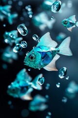 Abstract Fish Shapes with Water Droplets