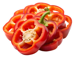  red pepper slices on  isolated on white background PNG , AI GENERATED