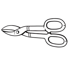 silhouette image of iron scissors on a white background